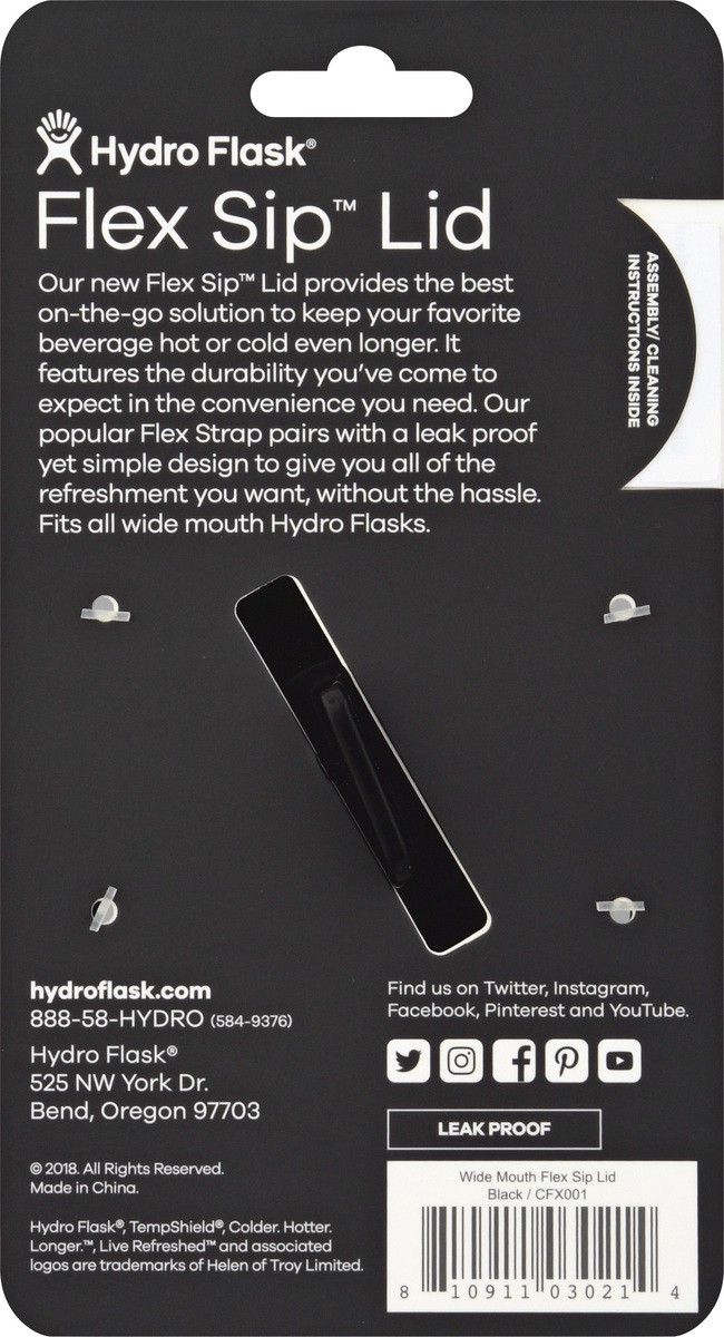 slide 3 of 9, Hydro Flask Black Leak Proof Flex Sip Lid 1 ea, 1 ct