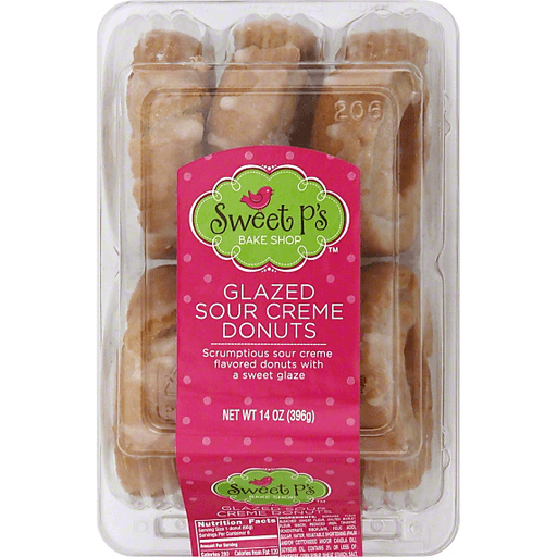 slide 2 of 3, Sweet P's Bake Shop Glazed Sour Creme Donuts, 14 oz