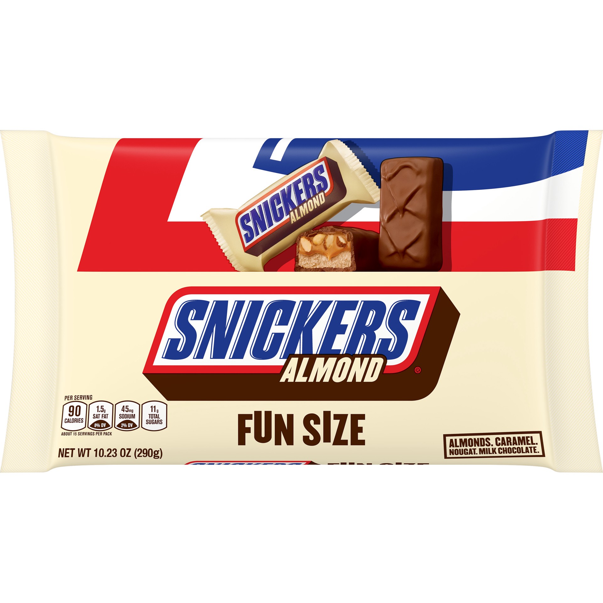 slide 1 of 6, SNICKERS Almond Fun Size Chocolate Candy Bars, 10.23 oz Bag, 10.23 oz