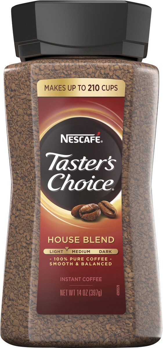 slide 12 of 12, Nescafé NESCAFÉ Taster's Choice Instant Coffee, Light Medium Roast, House Blend, 1 Jar - 14 oz, 14 oz