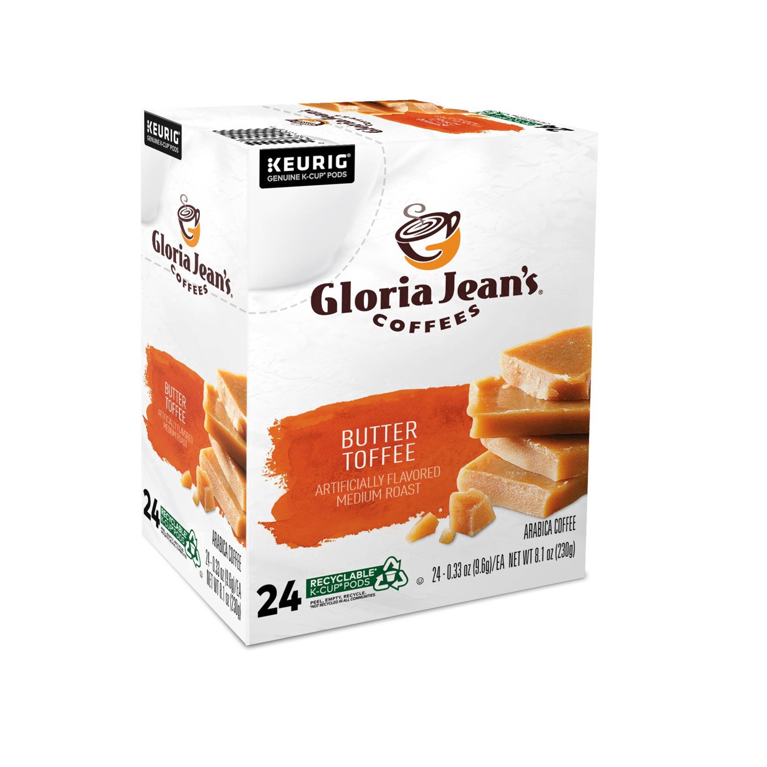 slide 23 of 41, Gloria Jean's Butter Toffee, Keurig Single-Serve K-Cup Pods, Medium Roast Coffee- 24 ct, 24 ct