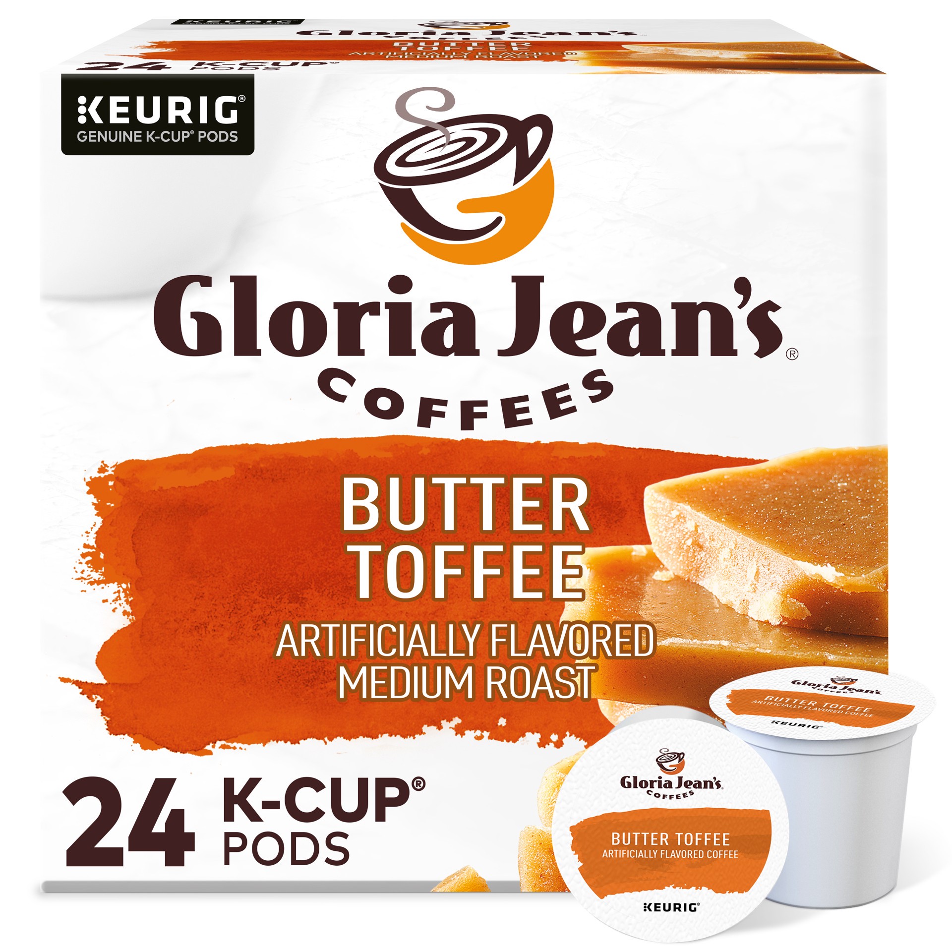 slide 1 of 41, Gloria Jean's Butter Toffee, Keurig Single-Serve K-Cup Pods, Medium Roast Coffee- 24 ct, 24 ct