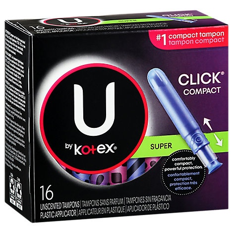slide 1 of 1, U By Kotex Click Compact Tampons Super, 16 ct