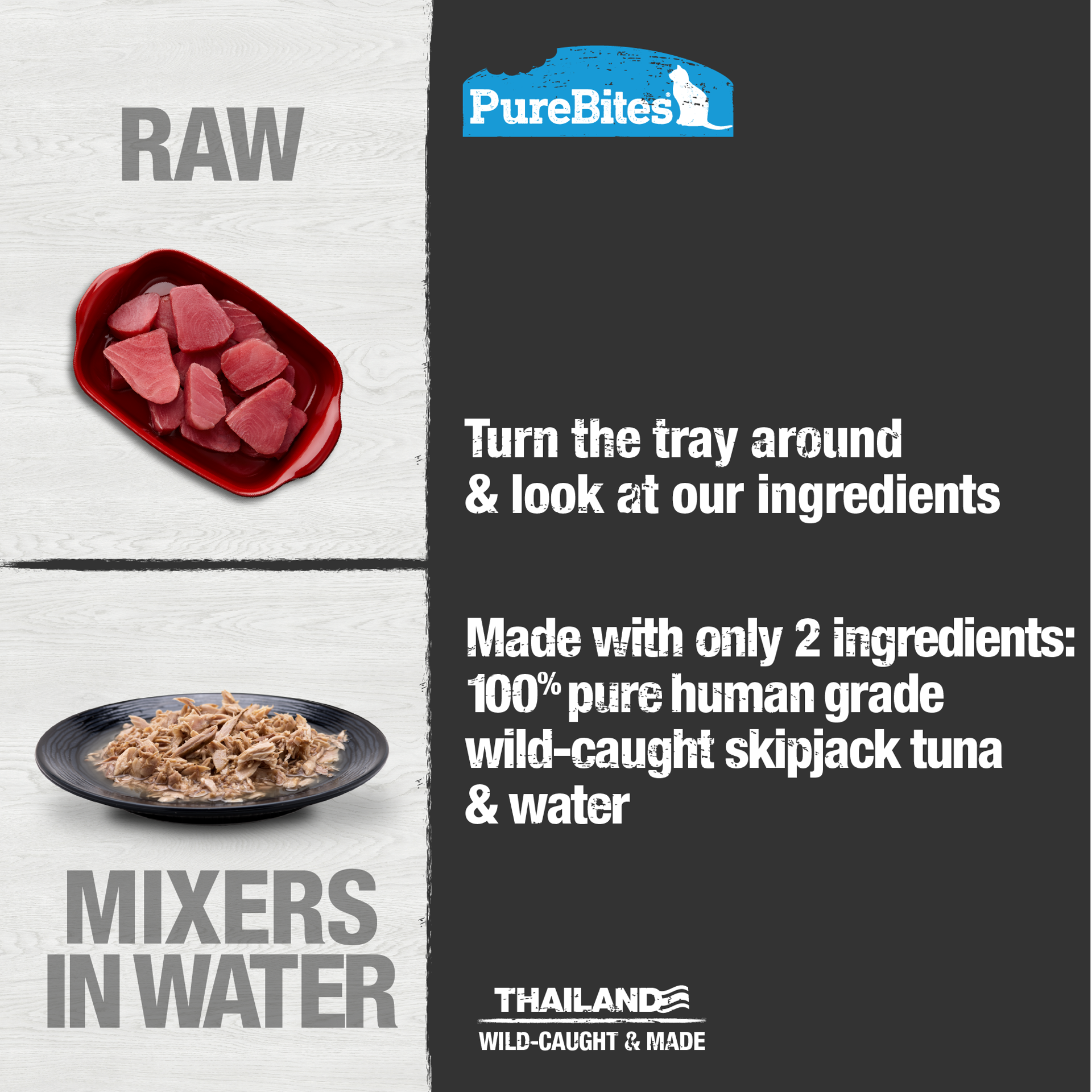 slide 4 of 5, PureBites Wet Mixers | Tuna | only 2 ingredients | 12-pack, 50 gram