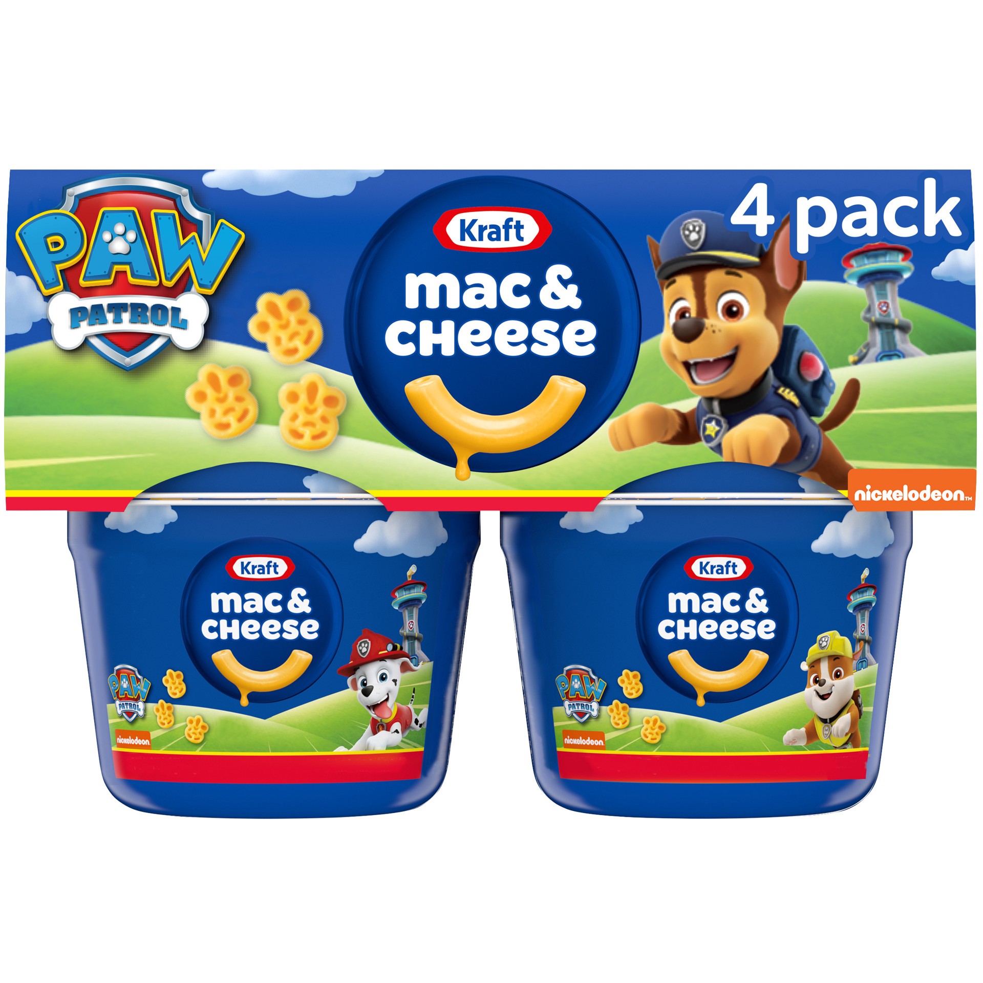 slide 1 of 9, Kraft Mac & Cheese Macaroni and Cheese Dinner Easy Microwavable Dinner with Nickelodeon Paw Patrol Pasta Shapes, 4 ct Pack, 1.9 oz Cups, 4 ct