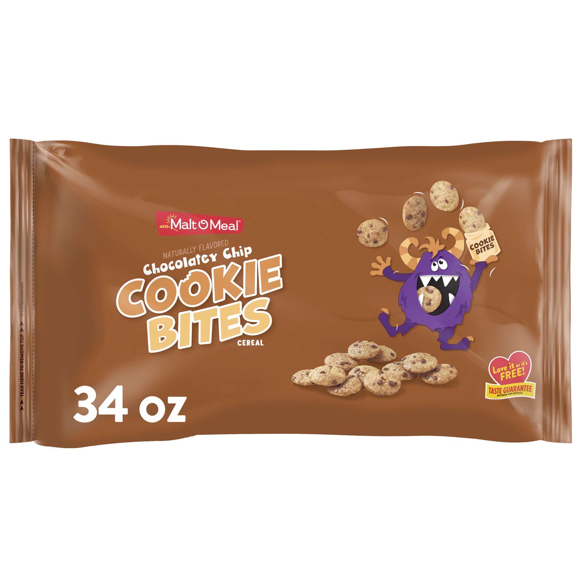 slide 1 of 5, Malt-O-Meal Chocolatey Chip Cookie Bites Breakfast Cereal, 34 oz