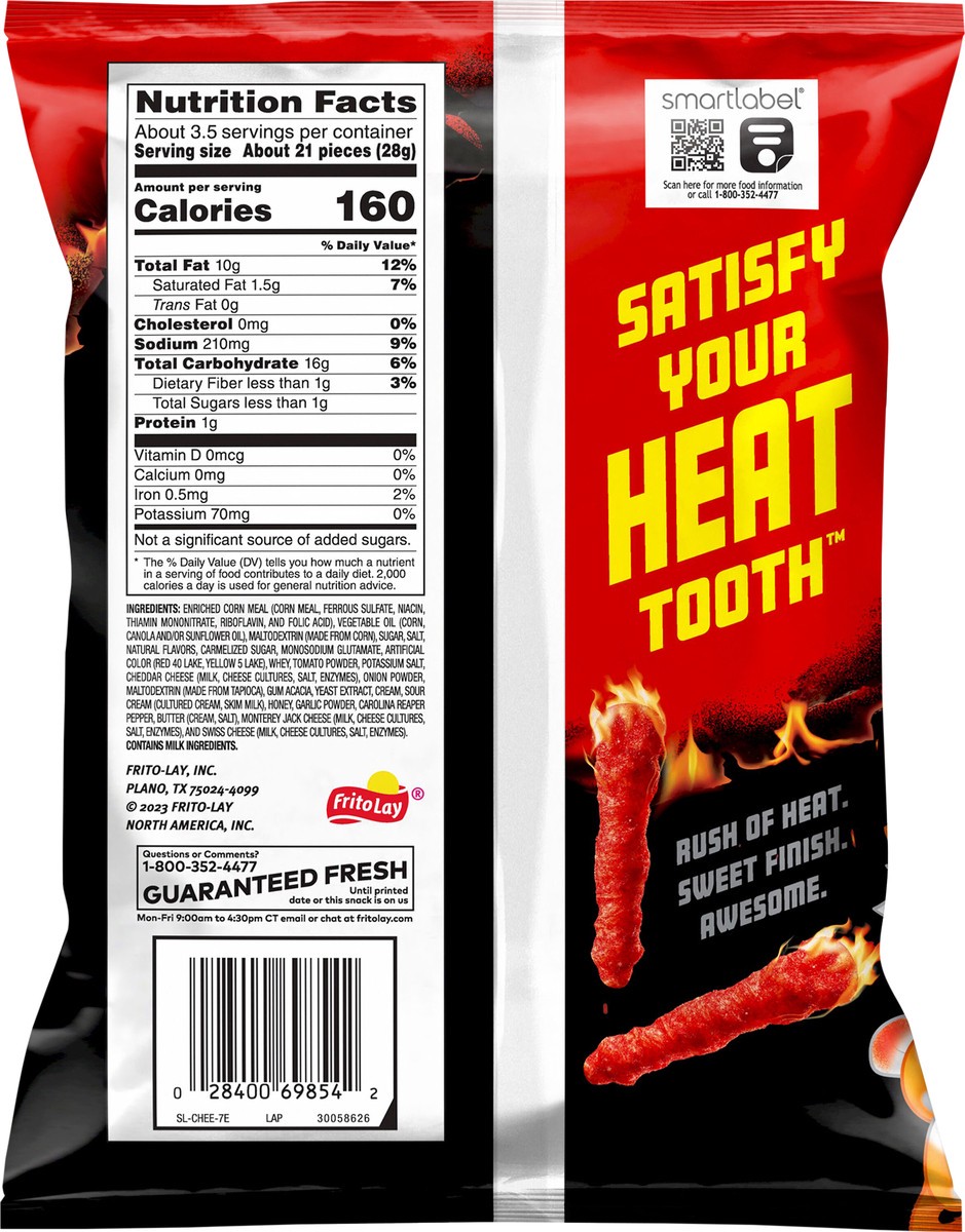 slide 5 of 8, Cheetos Flamin' Hot Sweet Carolina Reaper Cheese Flavored Snacks, 3.25 oz