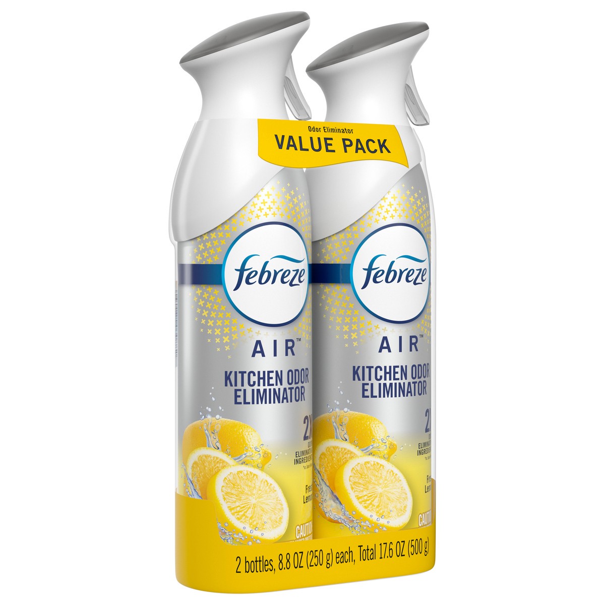 slide 4 of 4, Febreze Air Effects Kitchen Odor Eliminator Air Freshener Fresh Lemon Scent, 8.8 oz Aerosol Can, Pack of 2, 2 ct