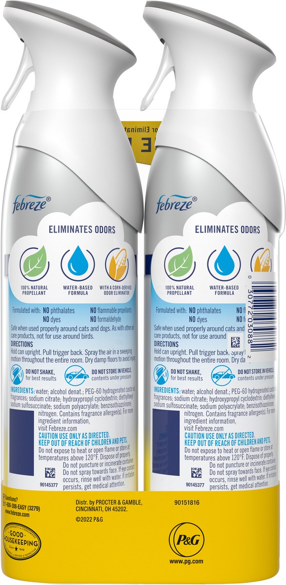 slide 3 of 4, Febreze Air Effects Kitchen Odor Eliminator Air Freshener Fresh Lemon Scent, 8.8 oz Aerosol Can, Pack of 2, 2 ct