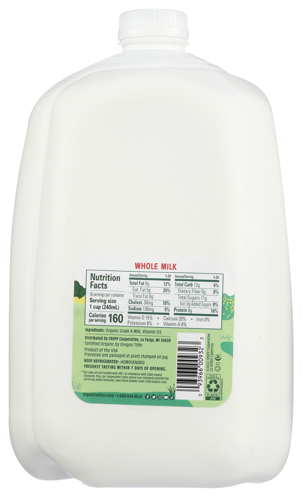 slide 7 of 10, Organic Valley Organic Whole Milk, 128 oz, 128 oz