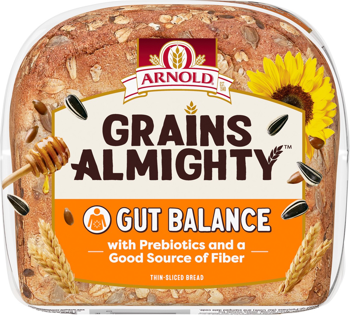 slide 6 of 7, Arnold Grains Almighty Thin-Sliced Gut Balance Bread 567 g, 20 oz
