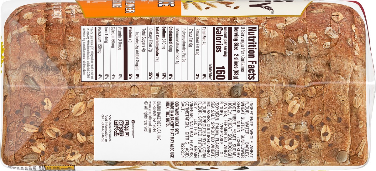 slide 4 of 7, Arnold Grains Almighty Thin-Sliced Gut Balance Bread 567 g, 20 oz