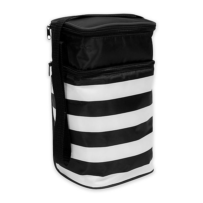 slide 1 of 5, J.L. Childress Insulated Cooler - Black/White Stripe, 6 ct