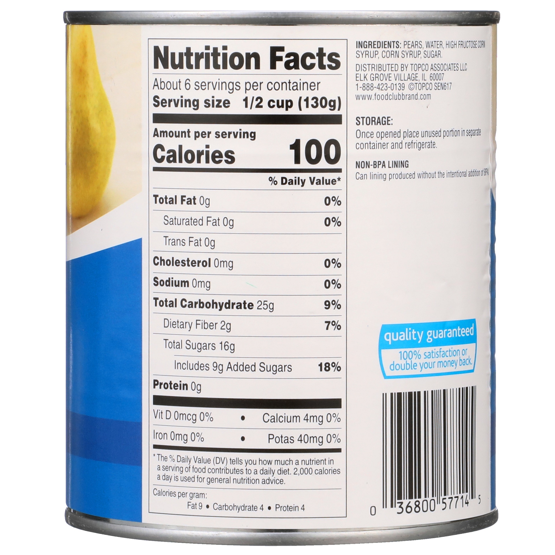 Food Club Pear Can Bartlett Halves in Heavy Syrup 29 oz Shipt