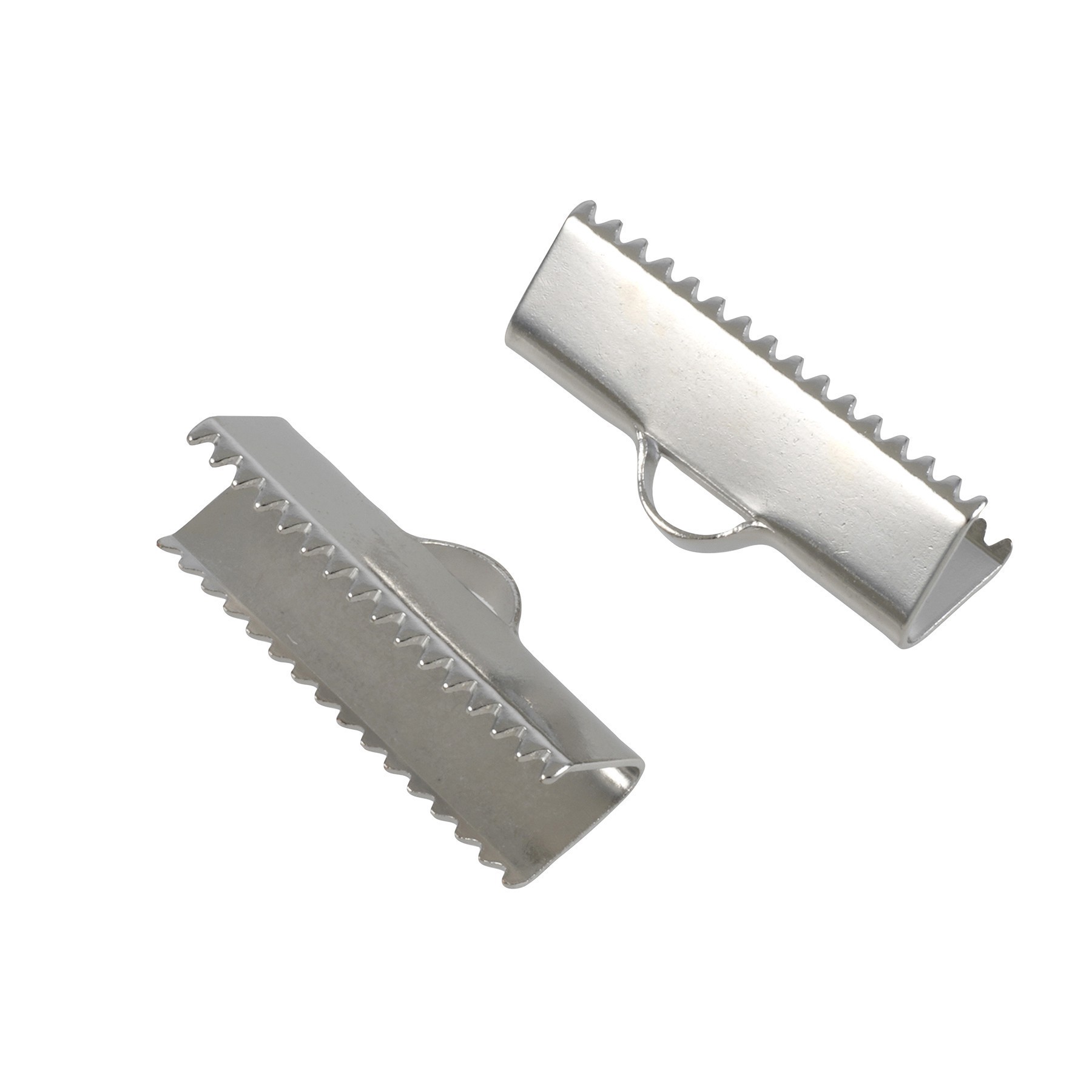 slide 2 of 3, 20mm Rhodium Ribbon Crimps By Bead Landing, 20 mm