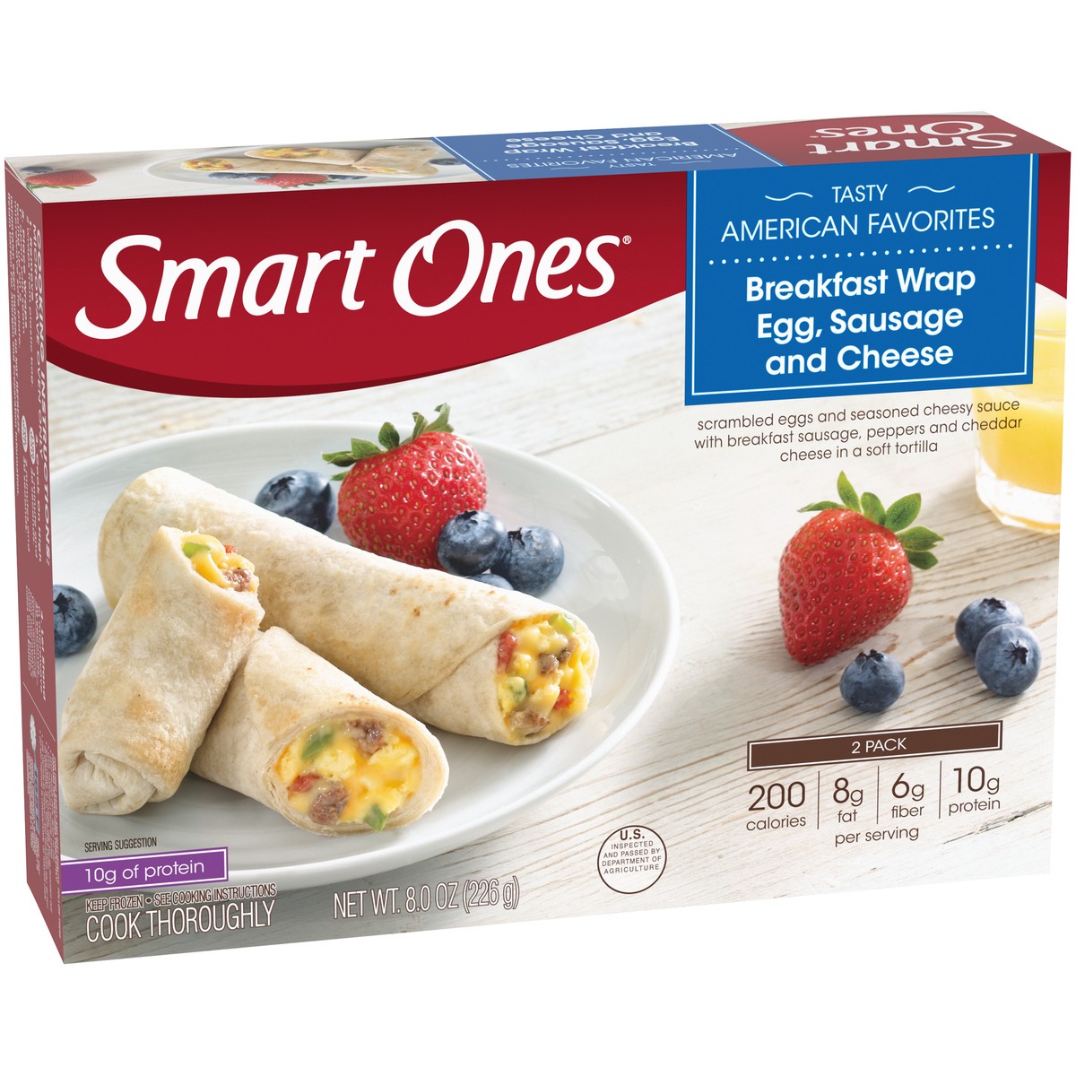 slide 9 of 9, Smart Ones Egg, Sausage & Cheese Breakfast Wrap with Cheesy Sauce & Peppers Frozen Meal, 2 ct Box, 2 ct