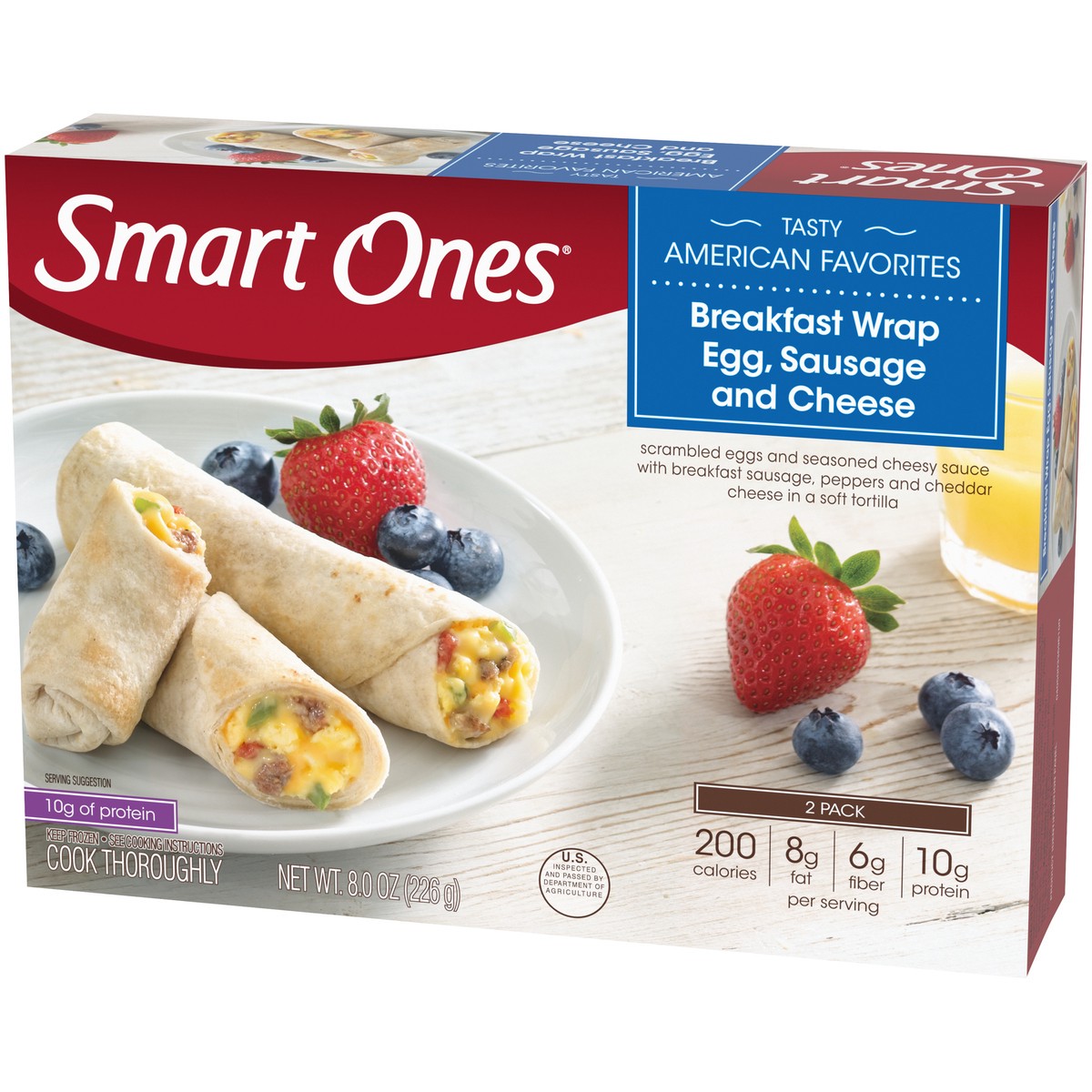 slide 8 of 9, Smart Ones Egg, Sausage & Cheese Breakfast Wrap with Cheesy Sauce & Peppers Frozen Meal, 2 ct Box, 2 ct