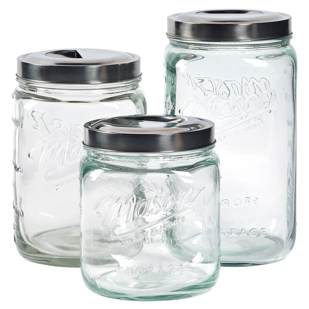 slide 1 of 1, Mason Craft & More Mason Craft More Canister Set Transparent, 3 ct