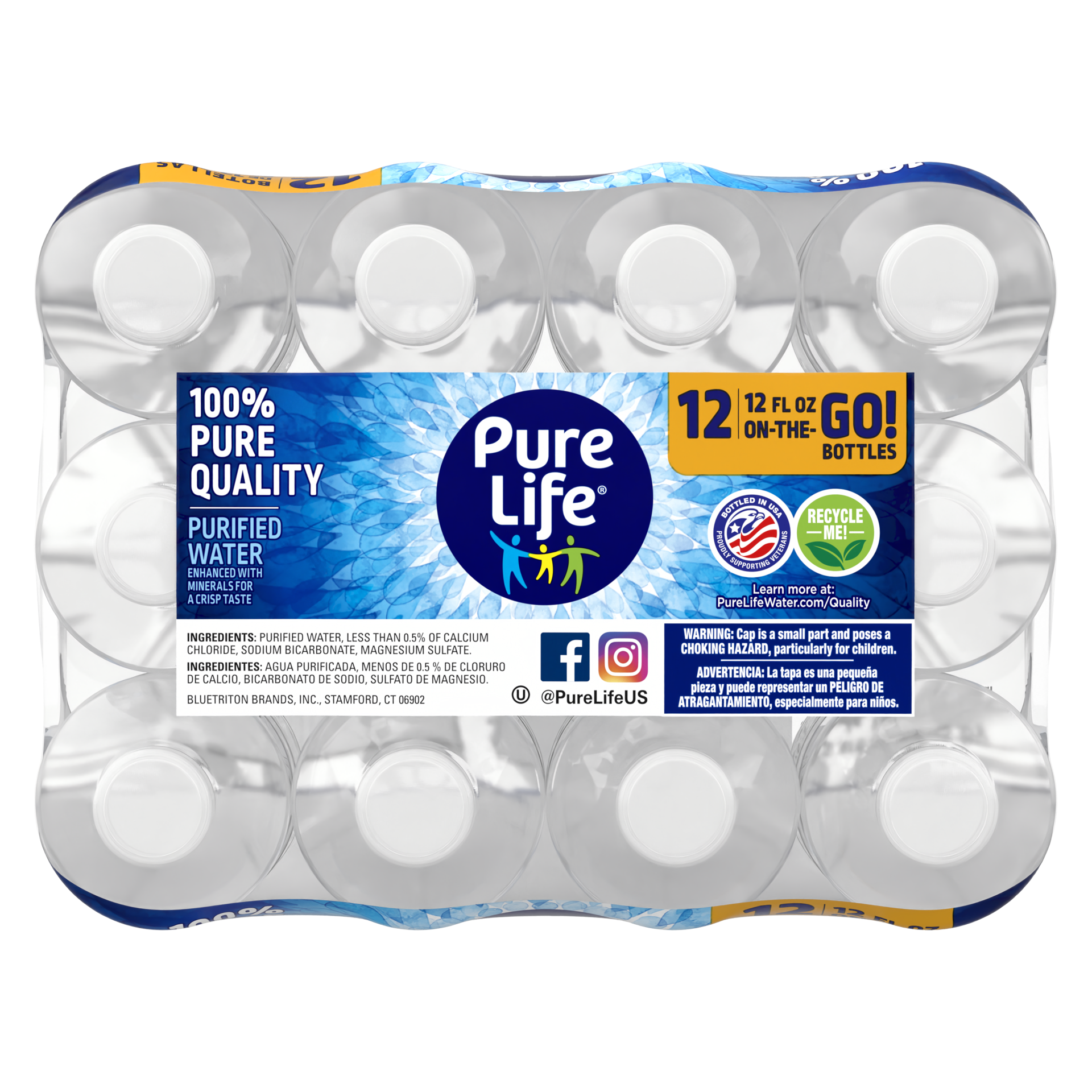 slide 4 of 4, Pure Life Purified Water, 12 Fl Oz, Plastic Bottled Water, Pack of 12, 12 oz