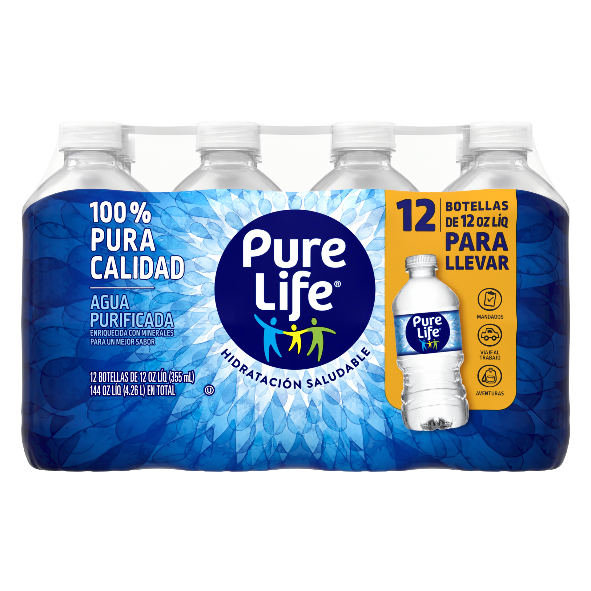 slide 3 of 4, Pure Life Purified Water, 12 Fl Oz, Plastic Bottled Water, Pack of 12, 12 oz