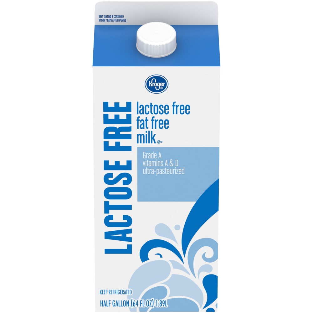 slide 1 of 4, Kroger Lactose Free Fat Free Milk, 1/2 gal