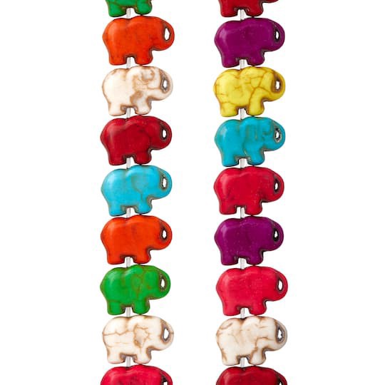 slide 1 of 3, Multicolor Reconstituted Stone Elephant Beads, 15mm By Bead Landing, 15mm
