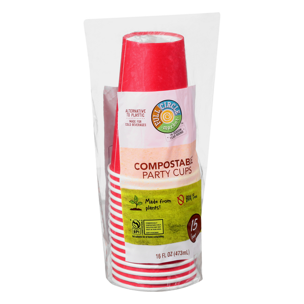 slide 1 of 1, Full Circle Market Compostable 16 Ounce Party Cups 15 ea, 15 ct
