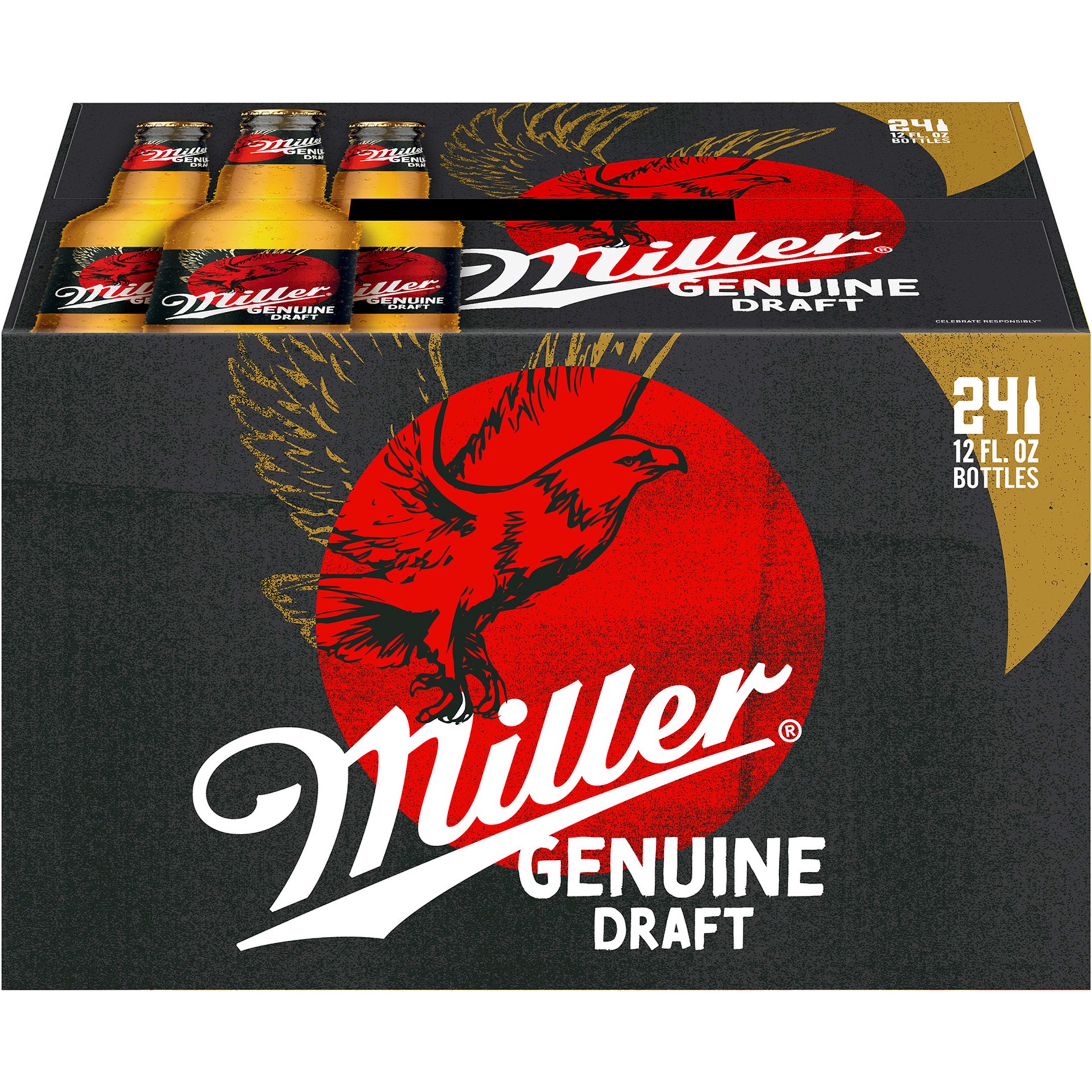 slide 2 of 4, Miller Genuine Draft Beer American Style Light Lager, 24 Pack, 12 fl oz Bottles, 4.7% ABV, 12 fl oz