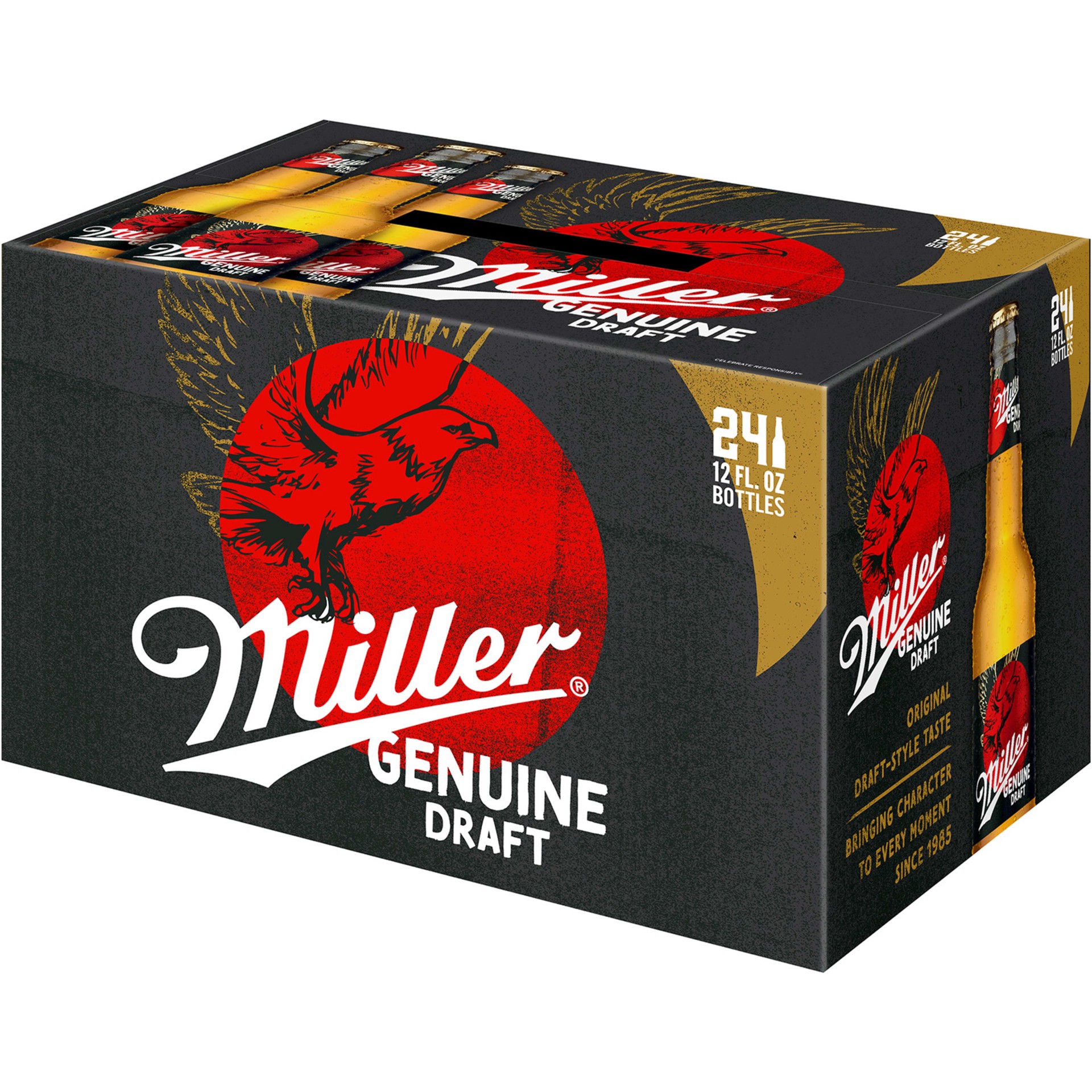 slide 3 of 4, Miller Genuine Draft Beer American Style Light Lager, 24 Pack, 12 fl oz Bottles, 4.7% ABV, 12 fl oz