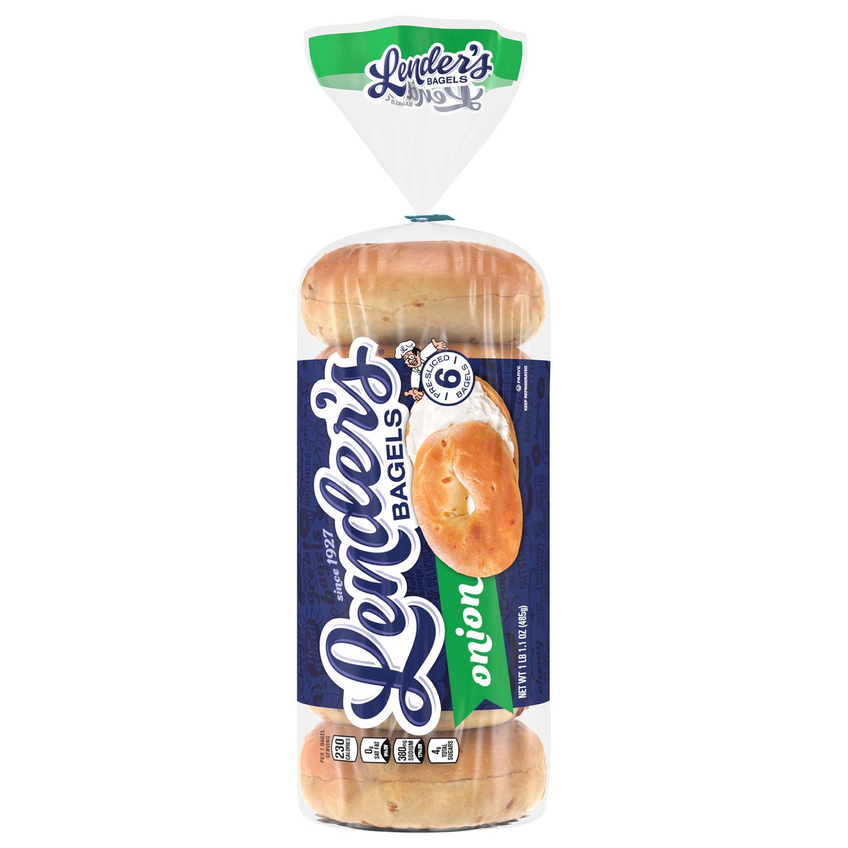 slide 1 of 4, Lender's Onion Refrigerated Bagels, 6 count, 17.1 oz, 6 ct