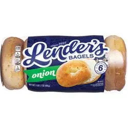 Lender's Refrigerated Pre-Sliced Onion Bagel, 6 Bagels per Bag, 17.1 oz