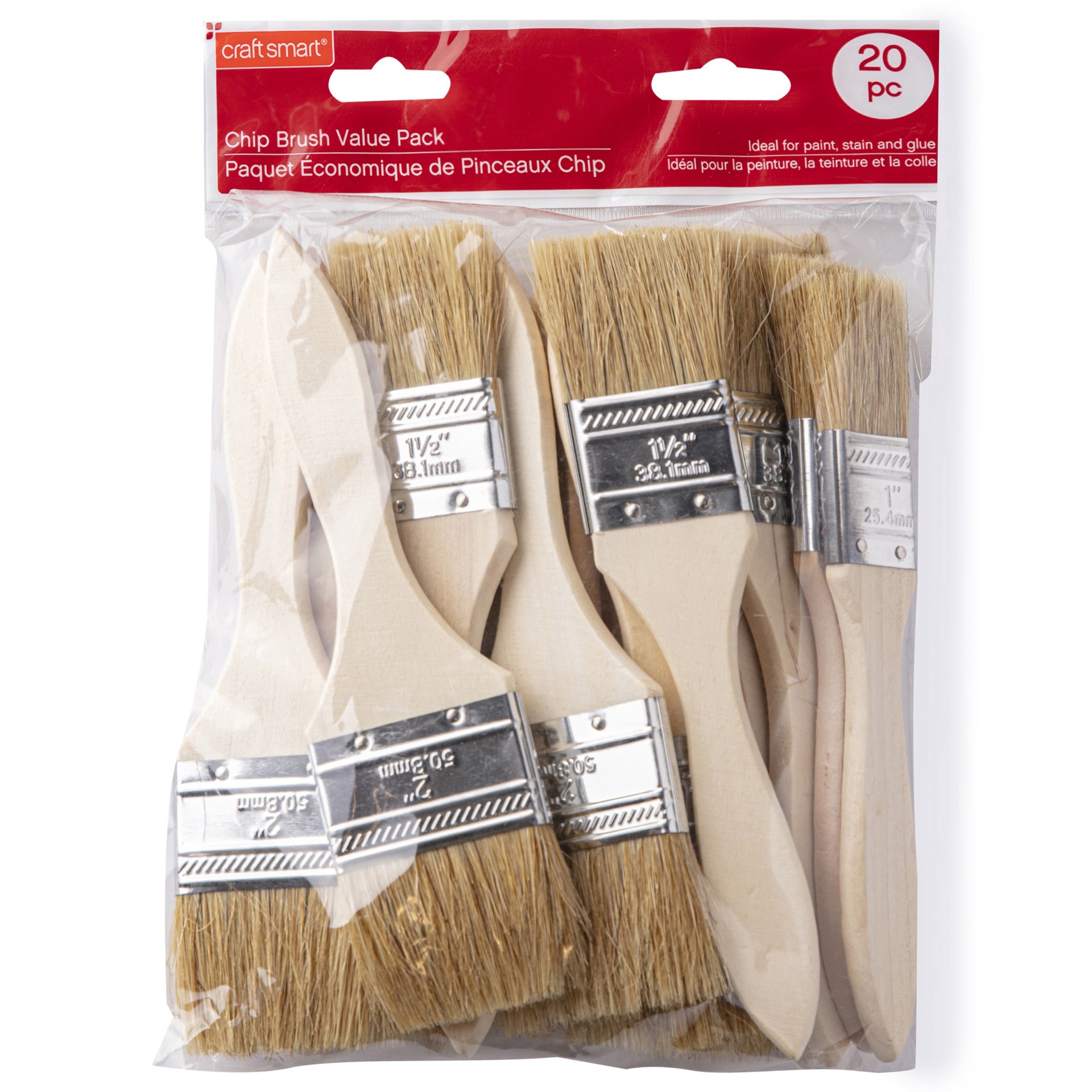 slide 3 of 3, Chip Brush 20 Piece Value Pack By Craft Smart, 20 ct
