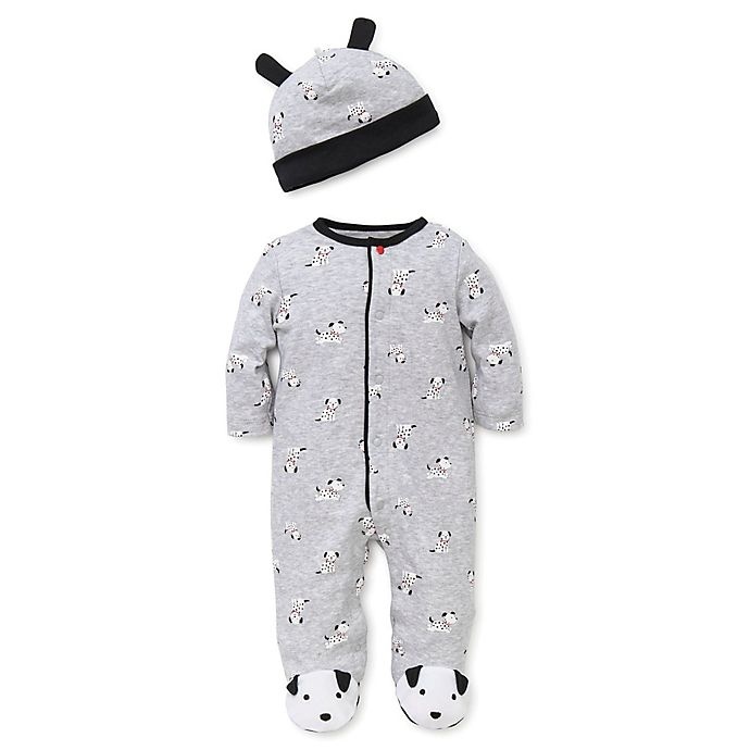 slide 1 of 2, Little Me Newborn Dalmatian Footie and Hat Set - Grey, 2 ct