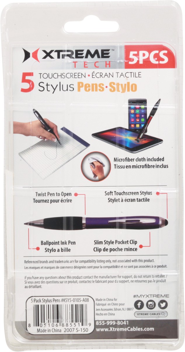 slide 2 of 10, Xtreme Touchscreen Stylus Pens 5 ea, 5 ct