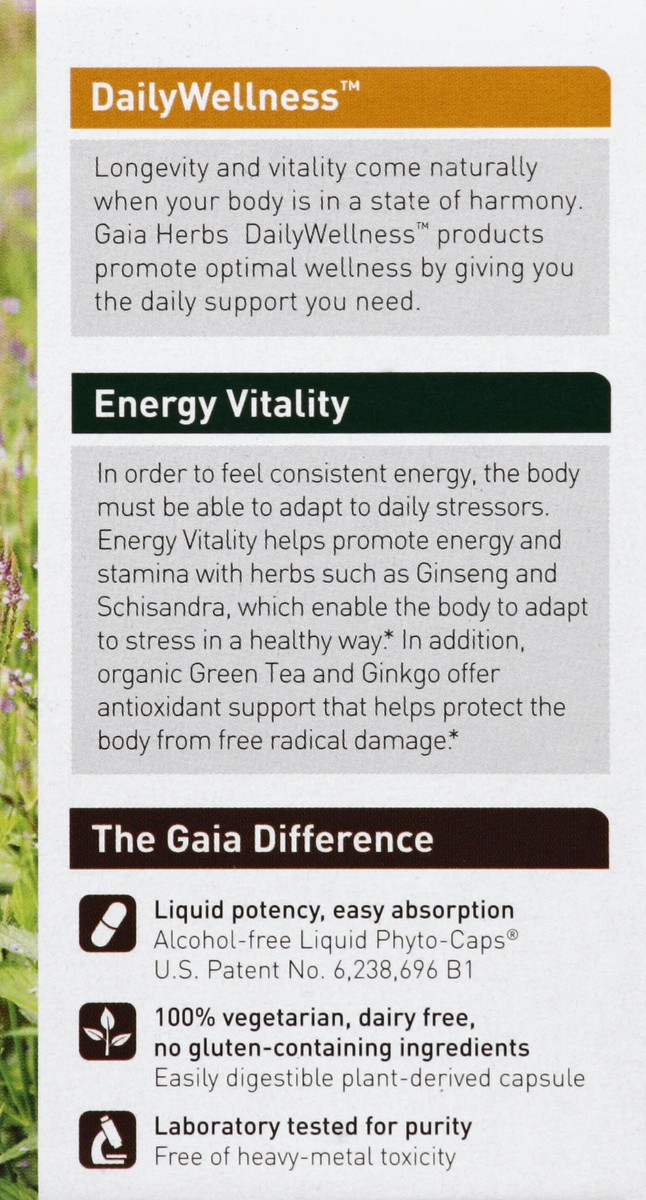 slide 5 of 5, Gaia Energy Vitality 60 ea, 60 ct