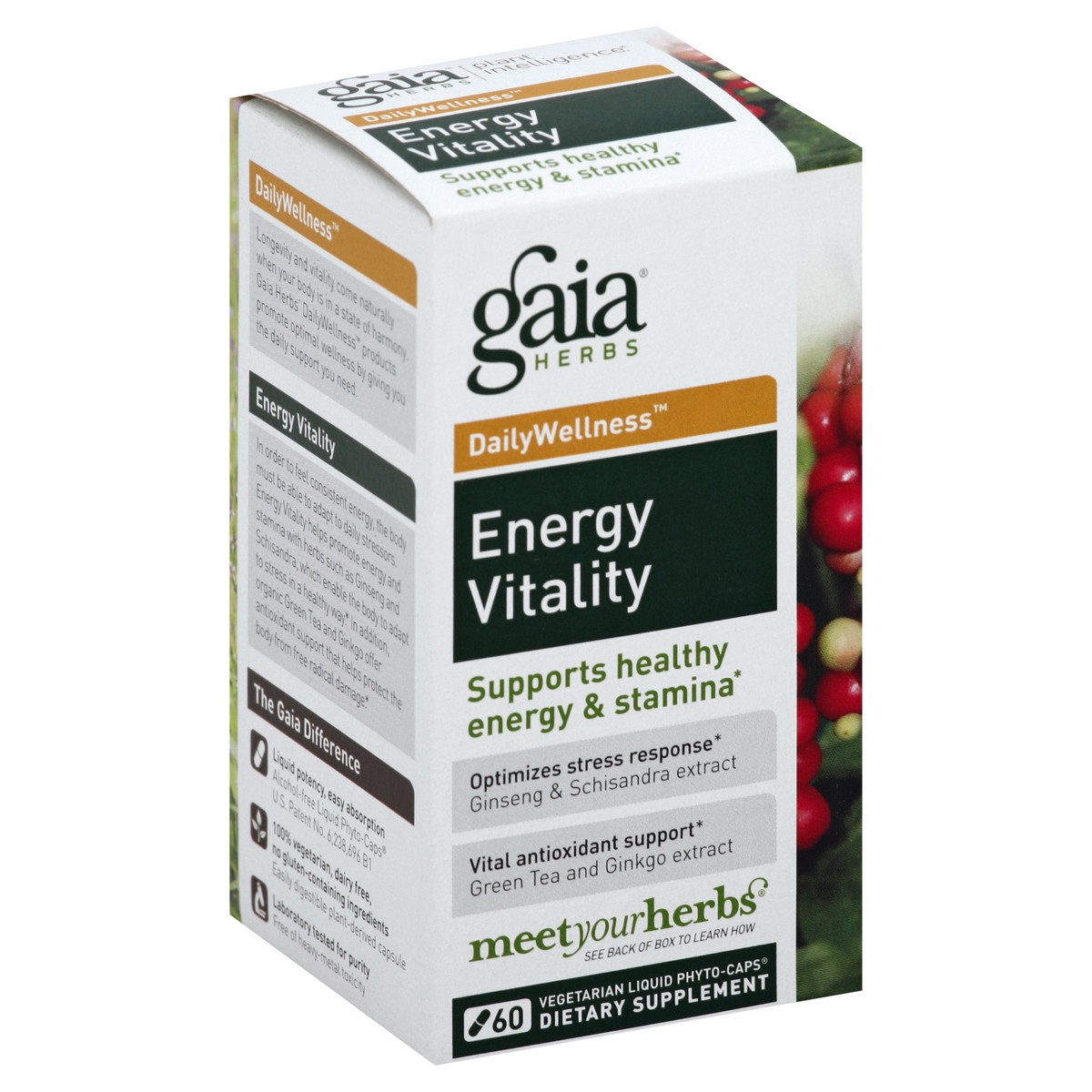 slide 3 of 5, Gaia Energy Vitality 60 ea, 60 ct