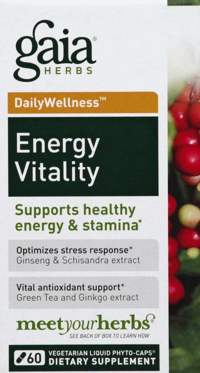 slide 1 of 5, Gaia Energy Vitality 60 ea, 60 ct