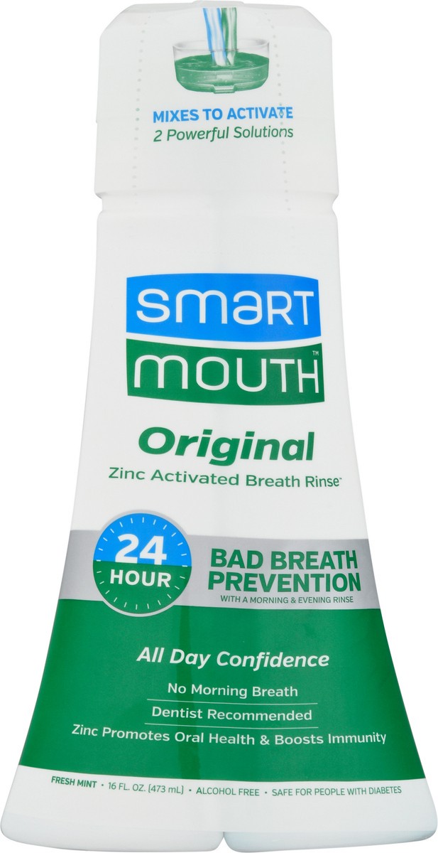 slide 6 of 9, Smart Mouth Original Fresh Mint Zinc Activated Breath Rinse 16 fl oz, 16 fl oz
