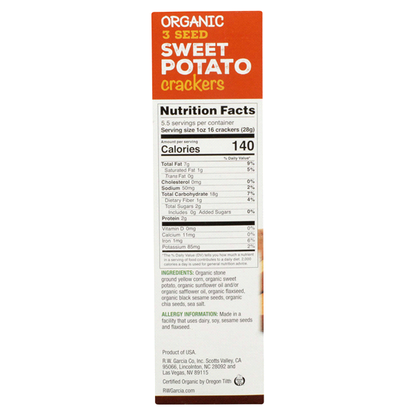 slide 6 of 17, RW Garcia Organic Sweet Potato Crackers, 5.5 oz