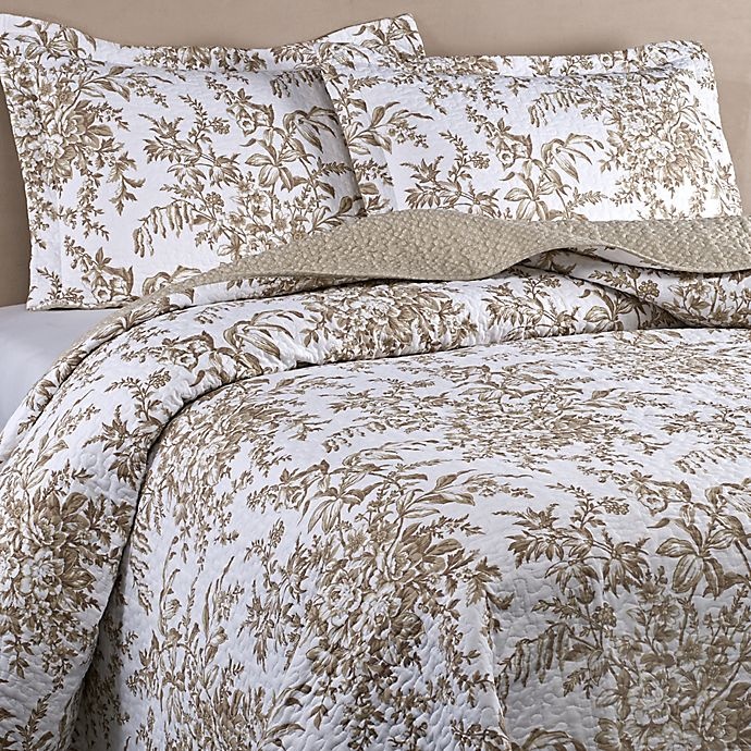 slide 5 of 5, Laura Ashley Bedford Reversible King Quilt Set - Light Brown, 3 ct