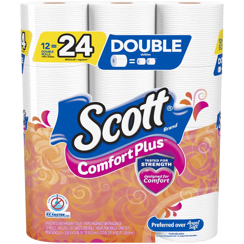 slide 1 of 4, Scott Bathroom Tissue, Unscented, One-Ply, 12 ct