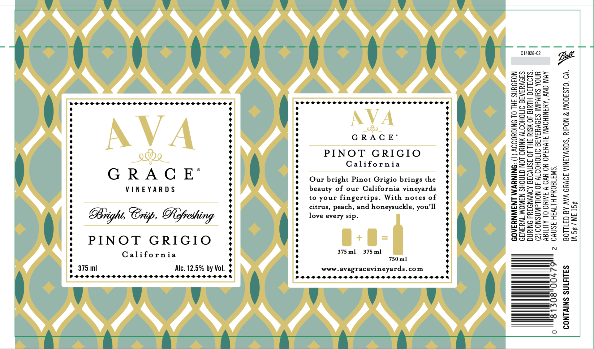 slide 2 of 5, AVA Grace Vineyards Pinot Grigio White Wine, 375 ml