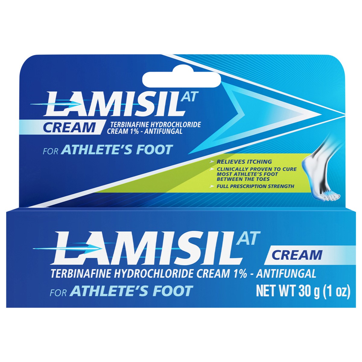 slide 1 of 6, Lamisil AT Lamisil 1% Cream, 1 Week Athlete''s Foot Treatment, Cures Most Athlete's Foot, Prescription Strength, Prevents Recurrence, Relieves Itching, Burning, Cracking Symptoms, Antifungal Cream 30 g (1 oz), 1 oz