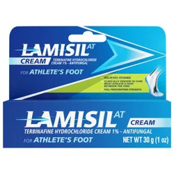 Lamisil AT Lamisil 1% Cream, 1 Week Athlete’s Foot Treatment, Cures Most Athlete's Foot, Prescription Strength, Prevents Recurrence, Relieves Itching, Burning, Cracking Symptoms, Antifungal Cream 30 g (1 oz)