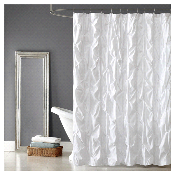 Room Retreat Pintuck Shower Curtain, White Pintuck Shower Curtain