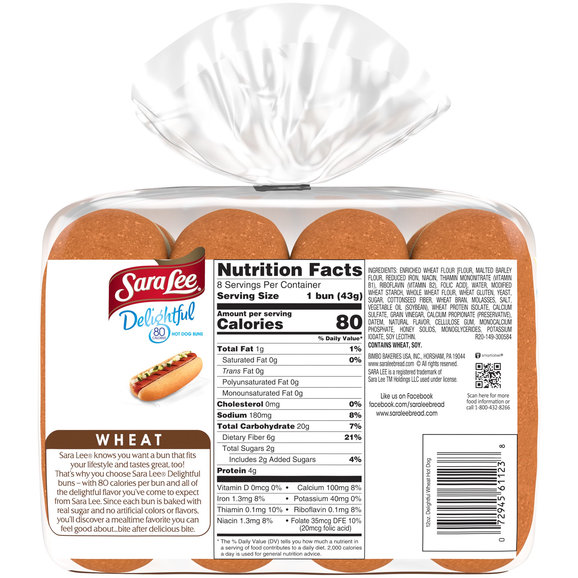 slide 2 of 5, Sara Lee Delightful Wheat Hot Dog Buns 8 Ct 12 Oz, 12 oz