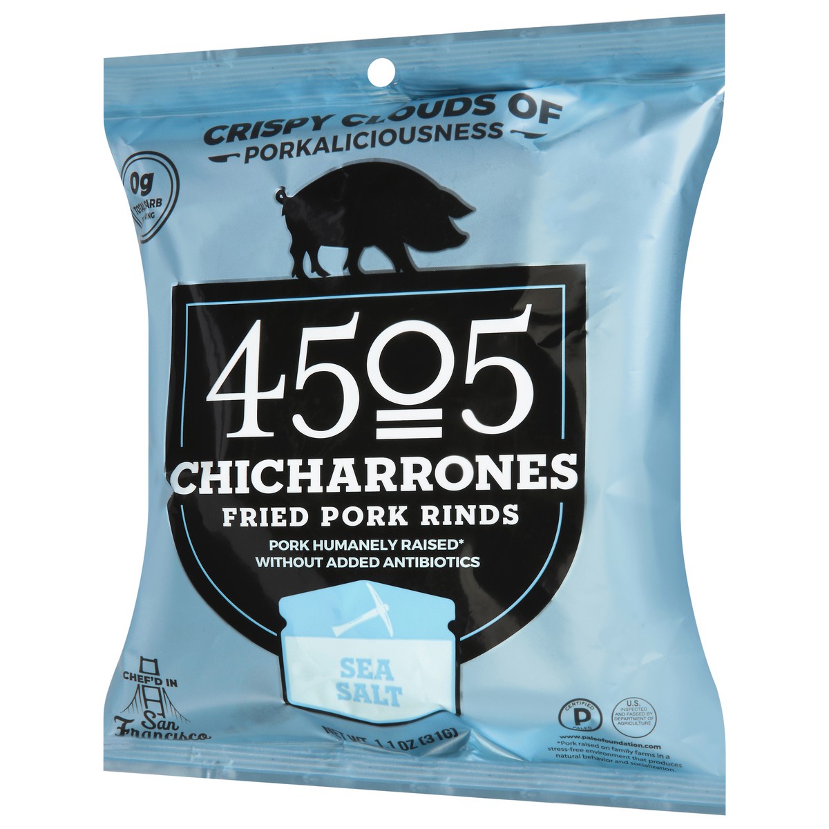 slide 3 of 9, 4505 Meats Sea Salt Chicharrones 1.1 oz, 1.1 oz