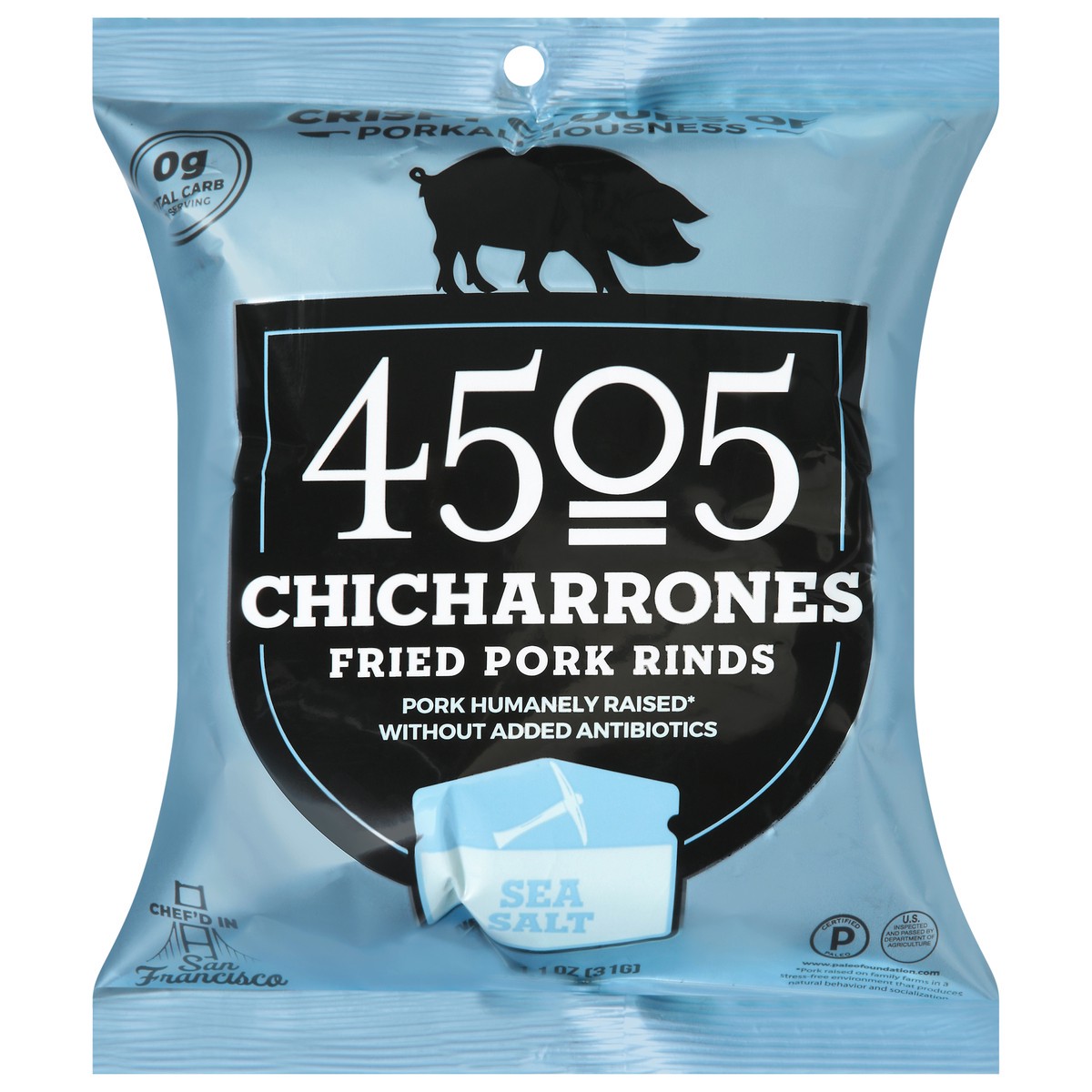 slide 1 of 9, 4505 Meats Sea Salt Chicharrones 1.1 oz, 1.1 oz