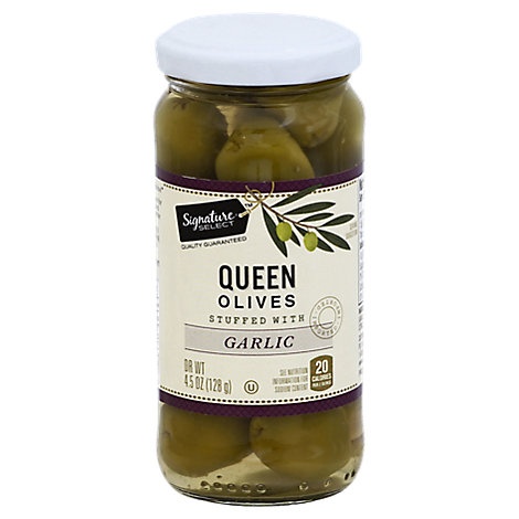 slide 1 of 1, Signature Select Olives Stuffed Garlic, 4.5 oz