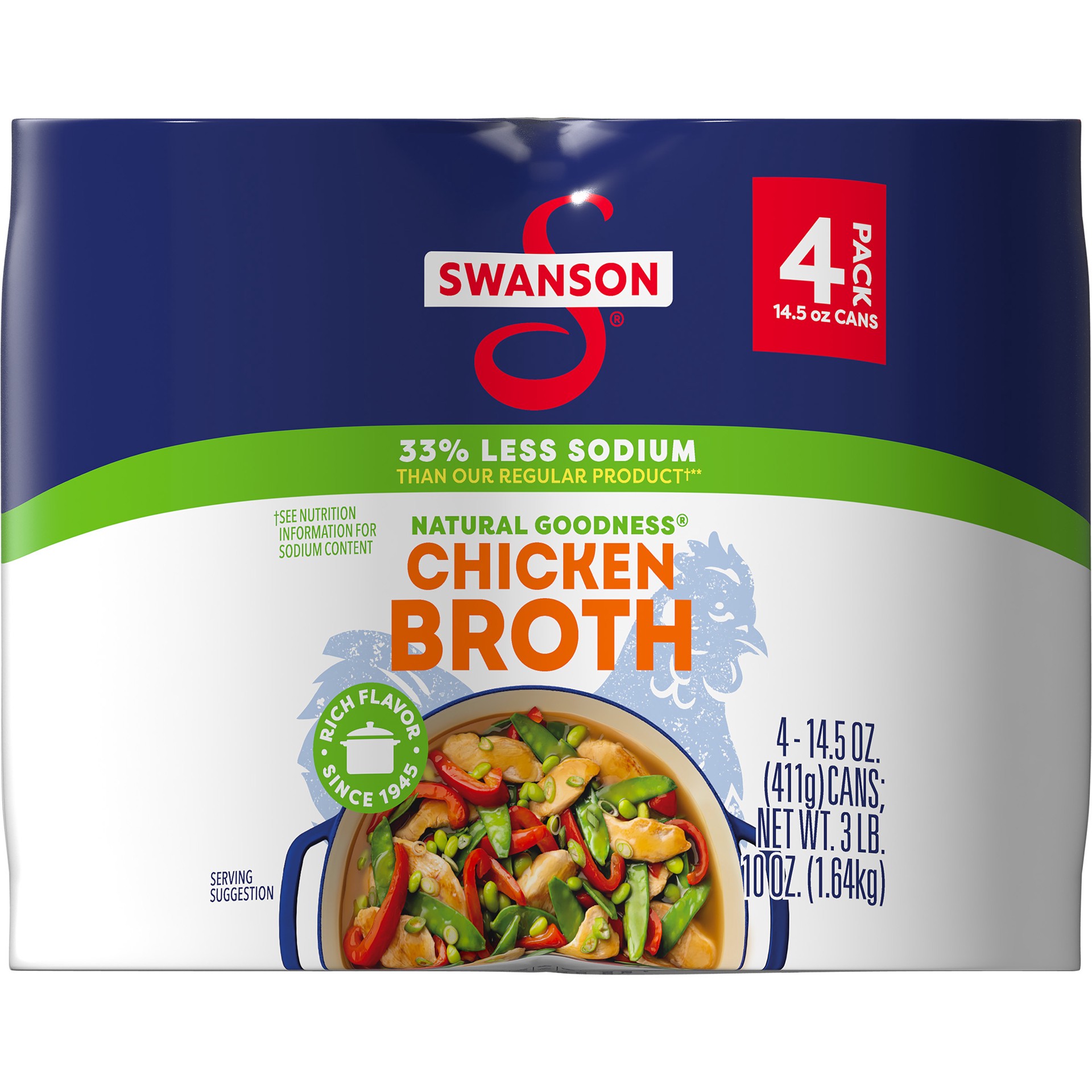 slide 3 of 5, Swanson Natural Goodness Lower Sodium Chicken Broth, 14.5 oz Cans (4 Pack), 14.5 oz
